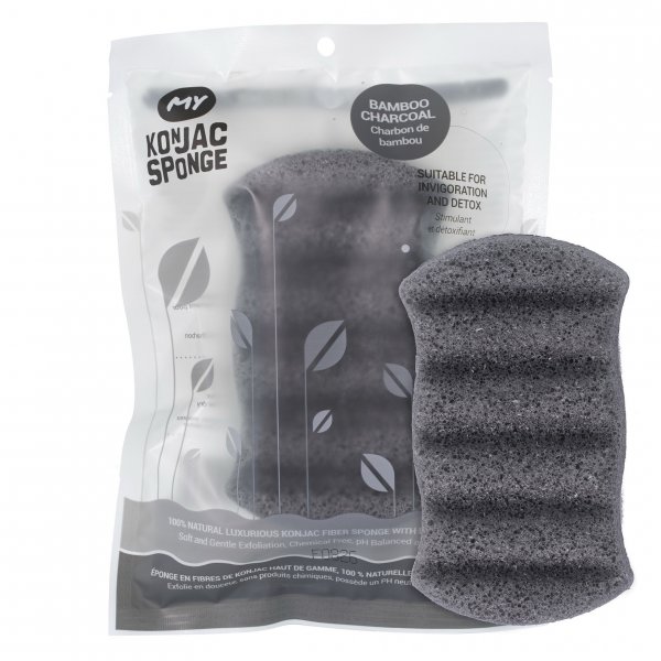 All Natural Korean Loofah Infused Konjac Body Sponge with Activated Bamboo Charcoal
