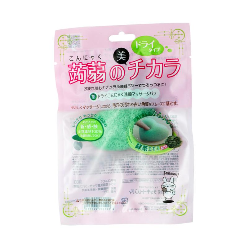 Lucky Trendy - Be Creation Dry Charcoal Knojak Face Massage Puff (Green)