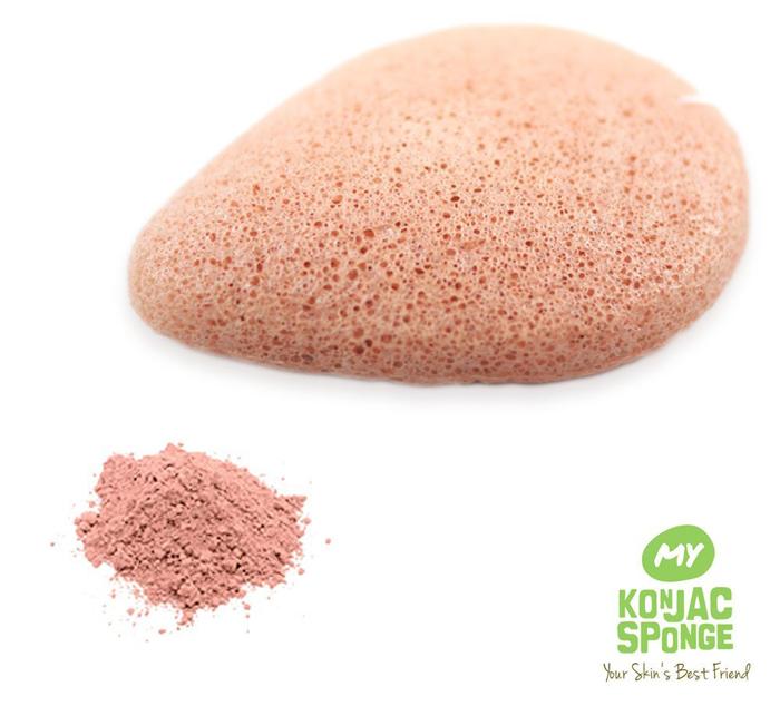 My Konjac Sponge - All Natural Fiber French Pink Clay Facial Sponge (Light Pink)